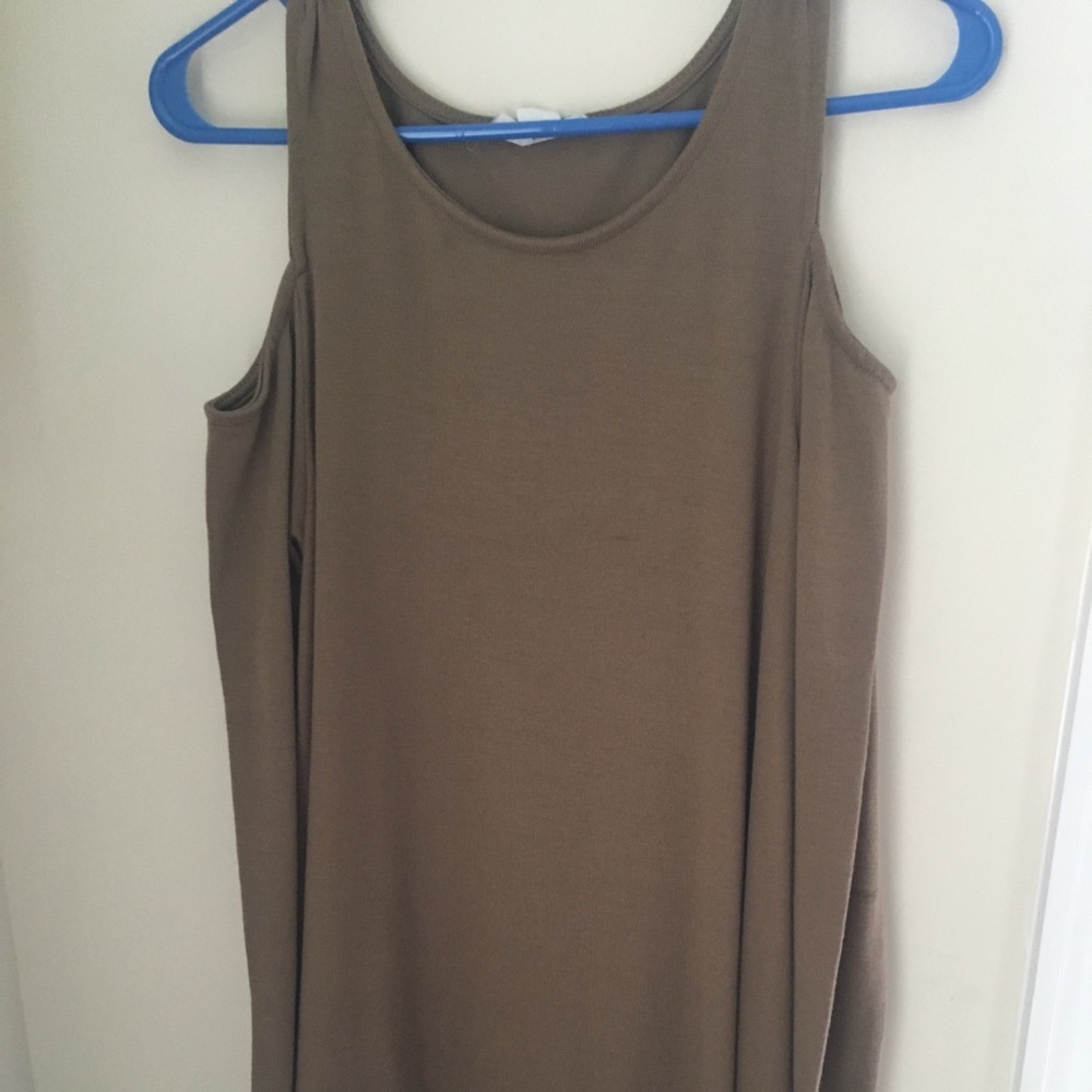 Mocha Tan Trapeze cold shoulder dress medium